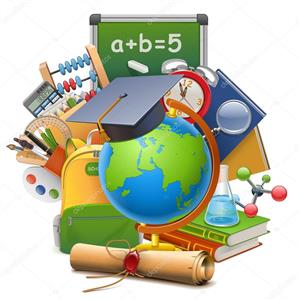 globe with school supplies 
