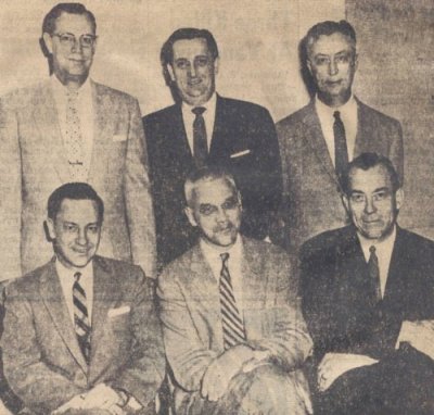 The members of the Board of Directors in 1957: (front row) Harold J. Engstrom; Dr. William G. Cooper, Jr; R.A. Lile; (back ro 
