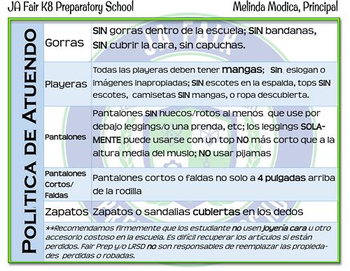 Dress code in Spanish