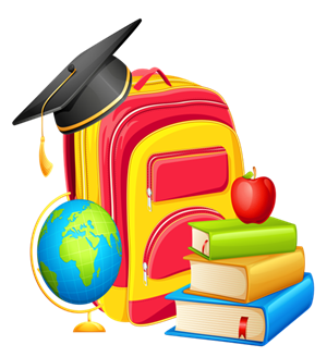 backpack with globe and books 