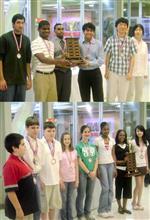Students holding Trophy 